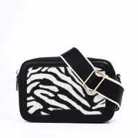 Сумка женская кросс-боди на молнии, 18&times;7&times;16 см, с животным принтом, чёрная