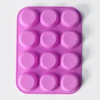 Форма для выпечки Доляна &laquo;Круг&raquo;, силикон, 29&times;22&times;3 см, 12 ячеек, d=6.5 см, розовая