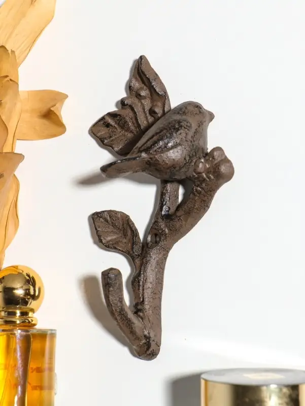 Крючок настенный &laquo;Воробушек на веточке&raquo;, ключница декоративная, чугун, 10&times;6&times;17 см