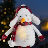 Фигура текстиль «Снеговик» 40-60 см, телеск-е ножки, 1LED, LR1130х3 (в компл.), Т/БЕЛЫЙ