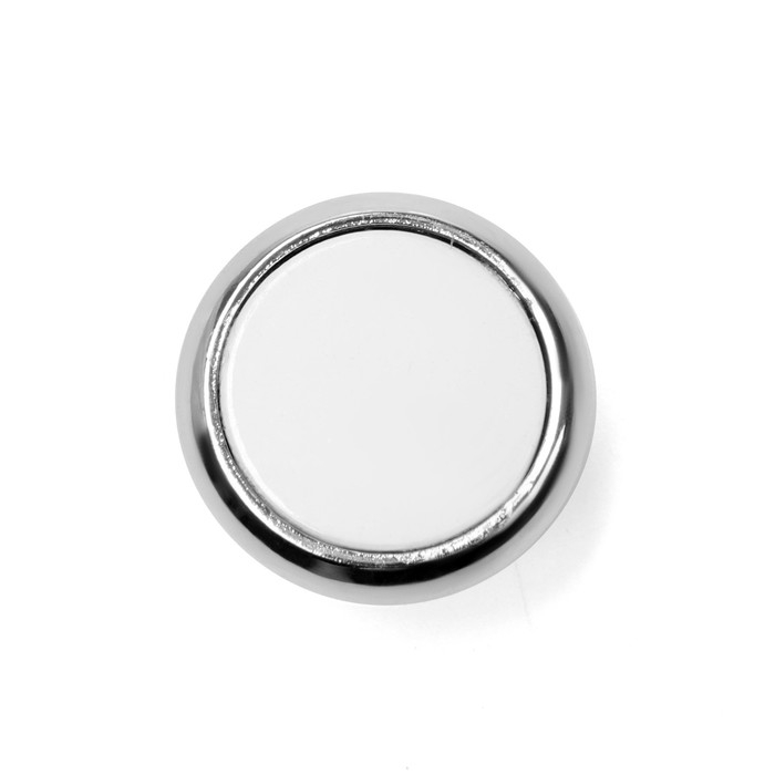 Ручка кнопка ТУНДРА РК101, цвет хром с белой вставкой Ручка кнопка ТУНДРА РК101, цвет хром с белой вставкой