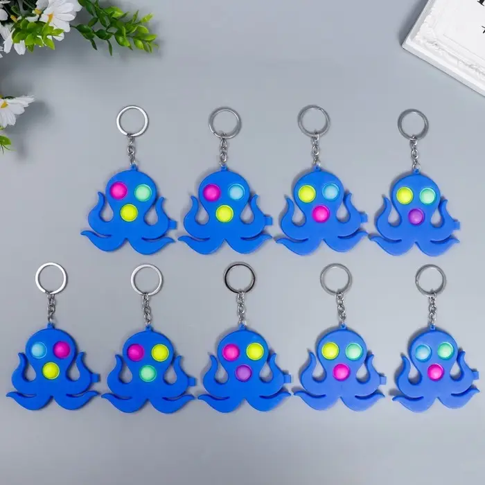 Брелок резина антистресс (бесконечная пупырка) Брелок резина антистресс (бесконечная пупырка) "Синий осьминог" МИКС 9х8,5 см