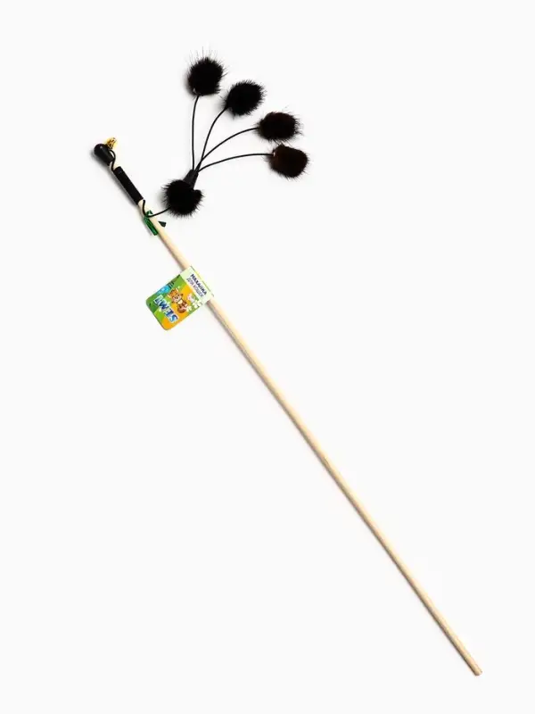 Дразнилка - удочка &laquo;Норковый пушок&raquo;, на деревянной палочке, цвет МИКС