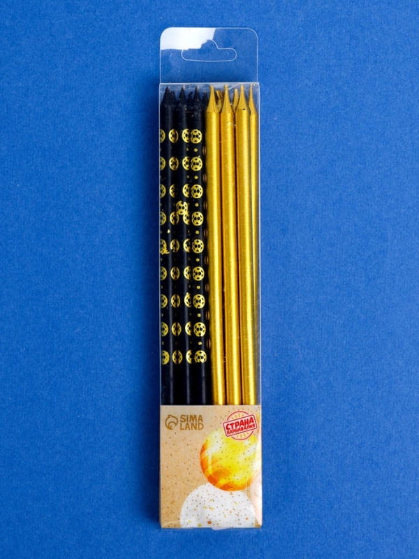 Набор свечей для торта Набор свечей для торта "Дискотека", 12 шт, золотой и черный