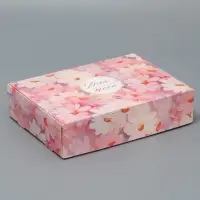 Коробка подарочная складная, упаковка, «Ромашки», 21 х 15 х 5 см
