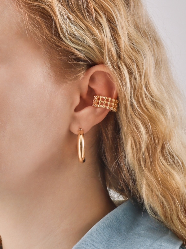 Набор серьги и каффы 8 шт. «Кольца» капли, цвет золото