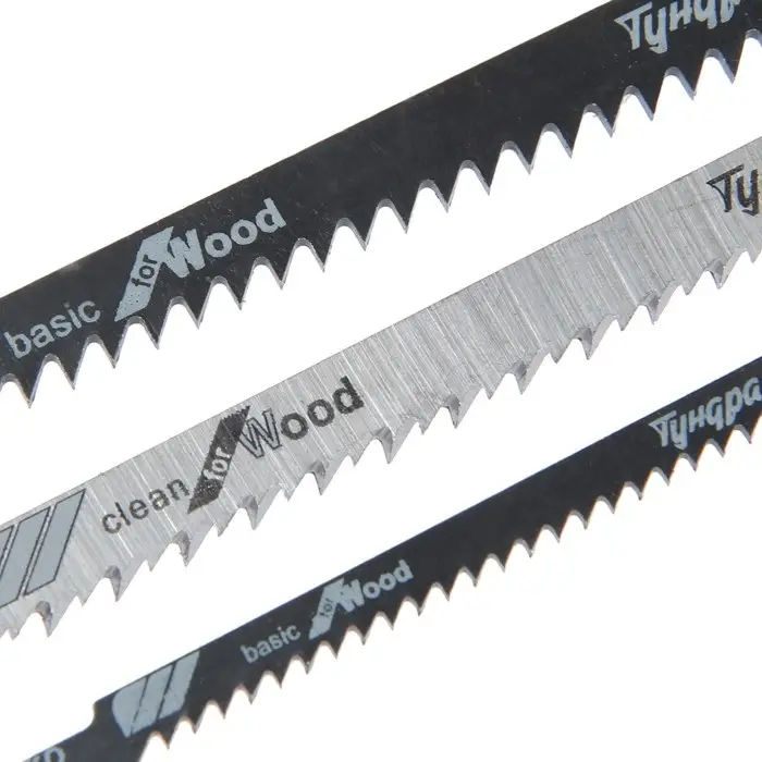 Набор пилок для лобзиков ТУНДРА, по дереву, прямой, фигурный и быстрый рез, HCS, 3 шт.