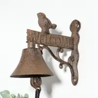 Колокол сувенирный чугун "Птица - Добро пожаловать" 13,5х16х8 см