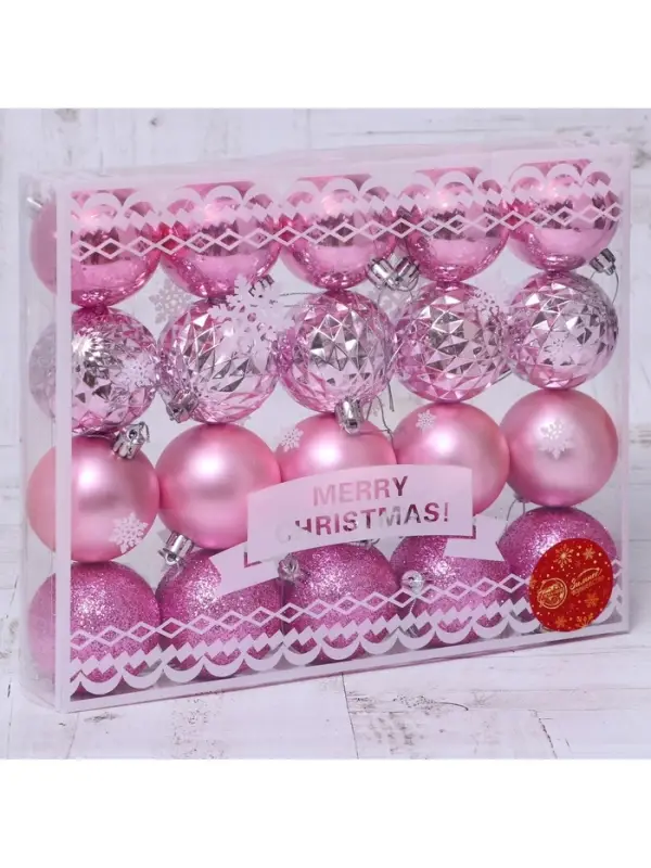 Ёлочные игрушки &laquo;Нобиле&raquo;, шары новогодние, d=6 см, набор 20 шт., розовый