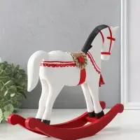 Фигура дерево «Лошадка-качалка», белая с красным декором, 26.5×6.5×22.5 см Фигура дерево «Лошадка-качалка», белая с красным декором, 26.5×6.5×22.5 см