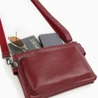 Сумка женская кросс-боди на молнии, 20.5&times;2&times;13 см, бордовая