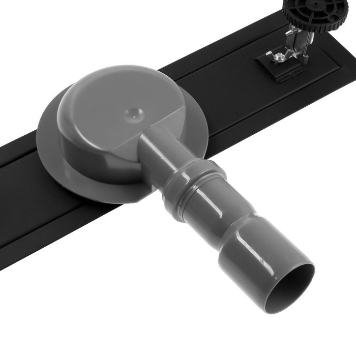 Трап ZEIN engr, c флaнцeм свободного вращ 360°, 7*40 см, d=40/50 мм, нерж сталь, черный