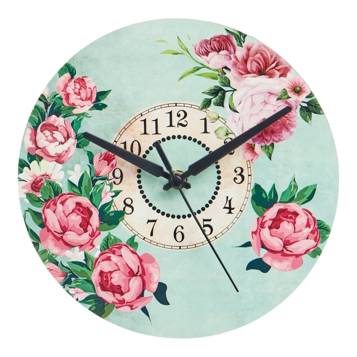 Часы настенные интерьерные Часы настенные интерьерные "Пионы", d-23.5 см