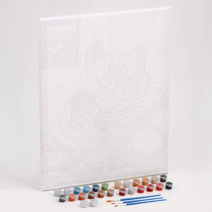 Картина по номерам на холсте с подрамником Картина по номерам на холсте с подрамником "Кот за завтраком" 40*50 см