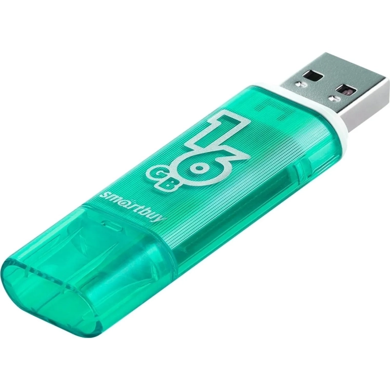 Флеш-память Smartbuy Glossy, 16Gb, USB 2.0, зел, SB16GBGS-G