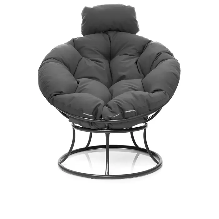 Кресло садовое &laquo;Папасан мини&raquo;, 77&times;81&times;68 см, коричневое, с серой подушкой