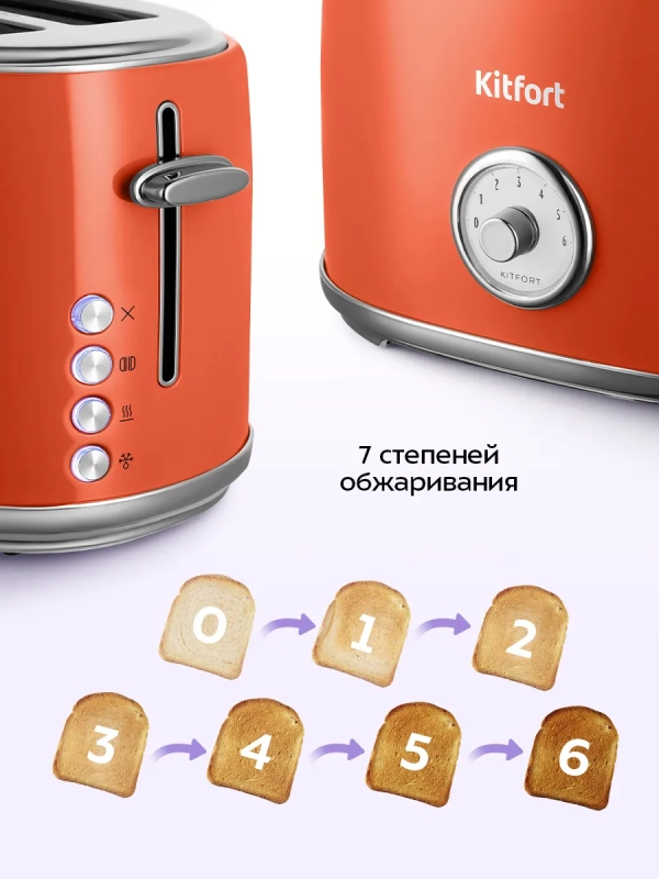 Тостер для хлеба с поддоном для крошек КТ-6456 - 820-980 Вт