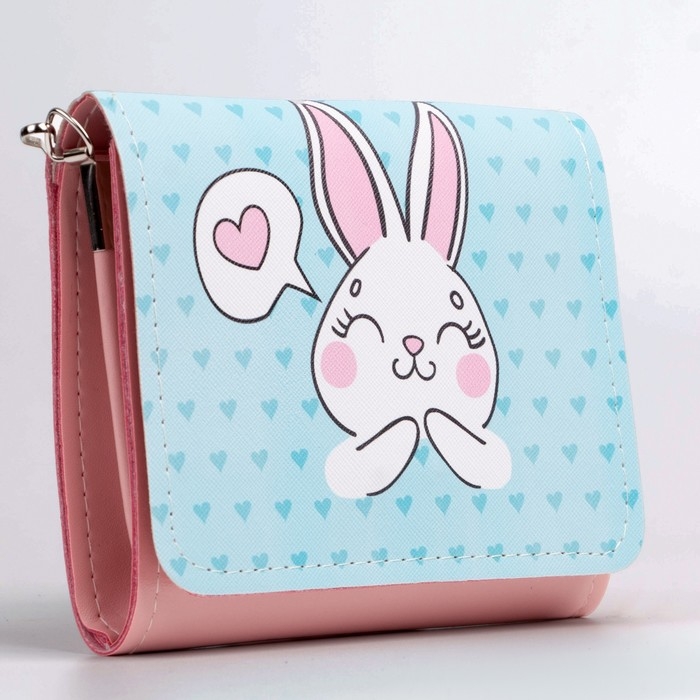 Сумка детская для девочки Сумка детская для девочки "Зайка", на клапане, цвет голубой/розовый, 15х4х12 см