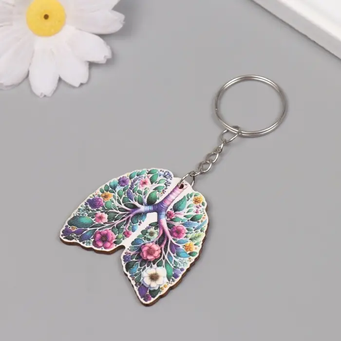 Брелок дерево  Брелок дерево "Лёгкие. Цветы" 4,2х4,4х0,3 см