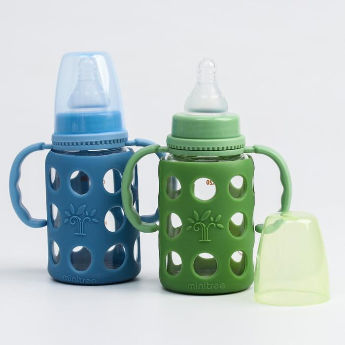Бутылочка в силиконовом чехле, стекло, классическое горло, +3мес., 120мл., цвет МИКС для мальчика Бутылочка в силиконовом чехле, стекло, классическое горло, +3мес., 120мл., цвет МИКС для мальчика