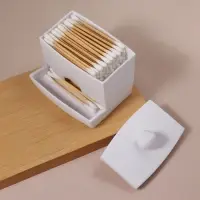 Органайзер для ватных палочек, с крышкой, 9&times;6.5&times;7.5 см, белый