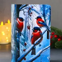 Книга-шкатулка новогодняя №3 "Три снегиря ".  19х13х5 см