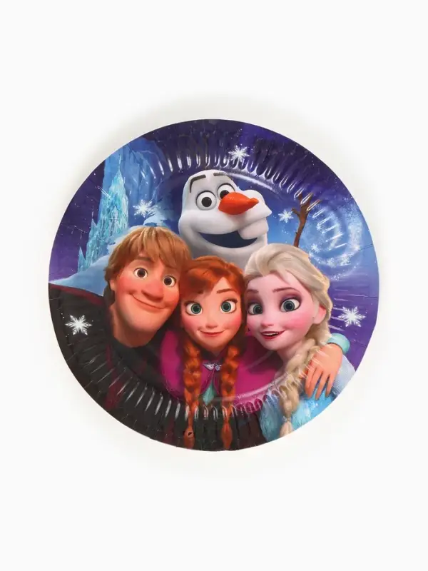 Посуда одноразовая бумажная на 10 персон: стаканы, тарелки, скатерть, Снежная принцесса Посуда одноразовая бумажная на 10 персон: стаканы, тарелки, скатерть, Снежная принцесса