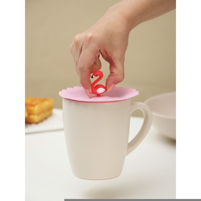 Крышка - непроливайка силиконовая Доляна «Фламинго», d=11 см, цвет розовый Крышка - непроливайка силиконовая Доляна «Фламинго», d=11 см, цвет розовый