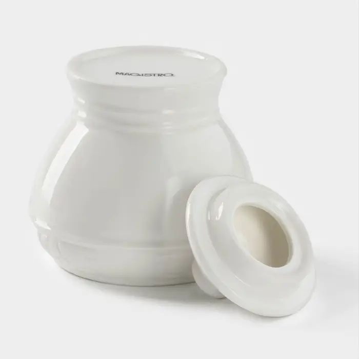 Набор сервировочный Magistro Rodos, 2 предмета: молочник 300 мл, сахарница 300 мл, фарфор, белый