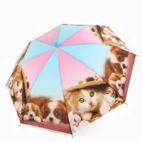 Зонт - трость детский &laquo;Зверюшки&raquo;, полуавтоматический, 8 спиц, R=41/47 см, d=82 см, МИКС