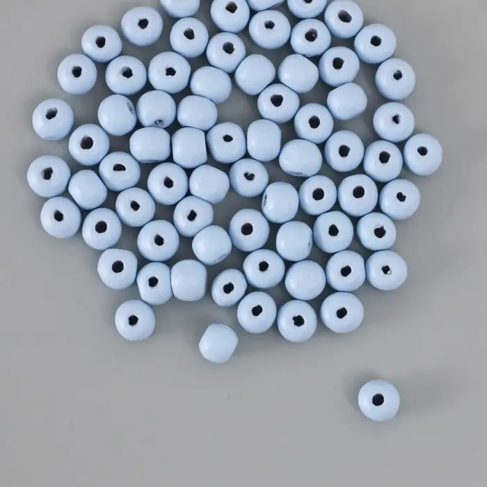 Бусины для творчества дерево "Серо-голубой" d-0,8 см, набор 20 гр