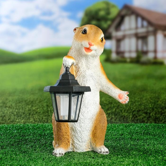 Садовый фонарь  Садовый фонарь "Суслик с фонариком" 15х15х36см