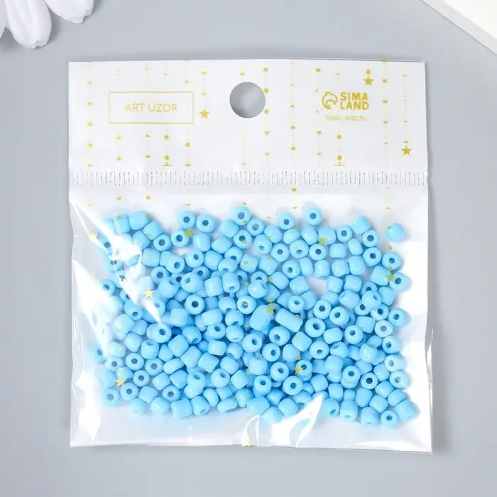 Бисер круглый 6/0  Бисер круглый 6/0 "Голубой" 20 гр