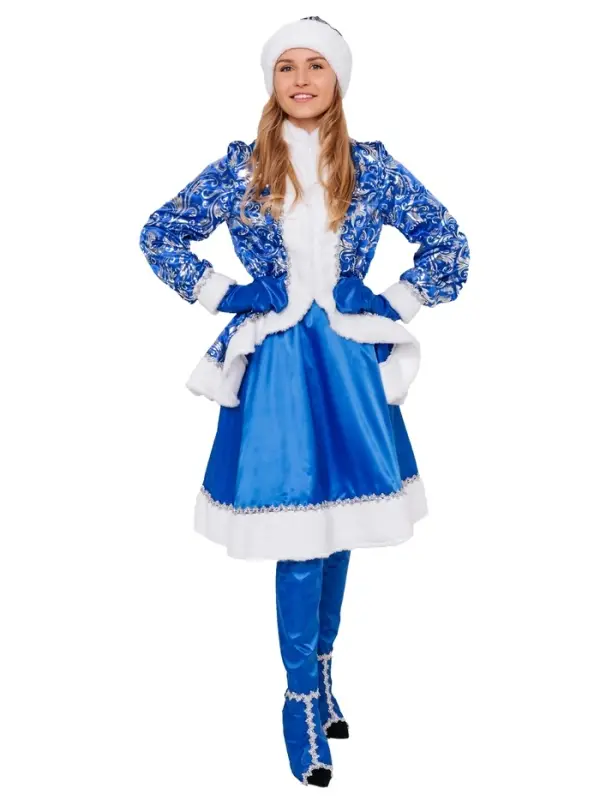 Карнавальный костюм «Снегурочка Сказочная»: кафтан, юбка, шапка, варежки, коса, имитация сапог Карнавальный костюм «Снегурочка Сказочная»: кафтан, юбка, шапка, варежки, коса, имитация сапог
