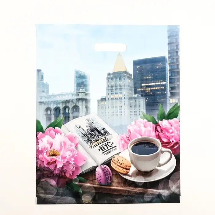 Пакет «Манхэттен», полиэтиленовый с вырубной ручкой, 37×47 см, 60 мкм