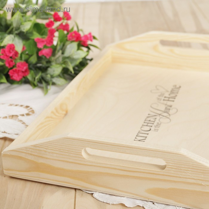 Поднос деревянный с декором, 40×30×7,5 см, сосна Поднос деревянный с декором, 40×30×7,5 см, сосна