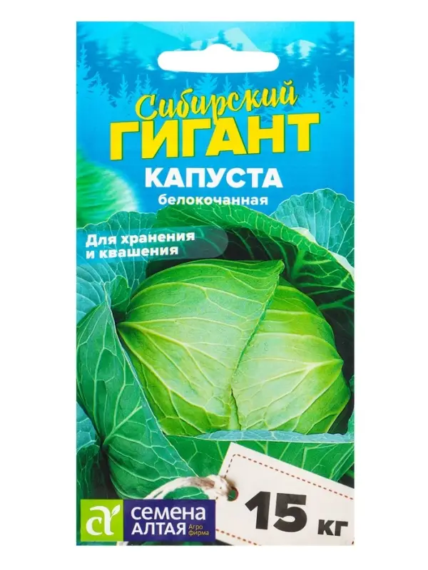 Семена Капуста белокочанная &laquo;Сибирский Гигант&raquo;, 0.3 г, &laquo;Семена Алтая&raquo;
