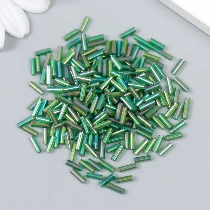 Бисер  Бисер "Zlatka" стеклярус 10 г, размер 3", 6 мм, №0167 зеленый 93"78558