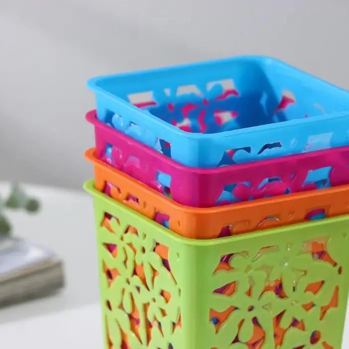 Корзина для хранения «Цветы», пластик, 9×9×10 см, МИКС Корзина для хранения «Цветы», пластик, 9×9×10 см, МИКС