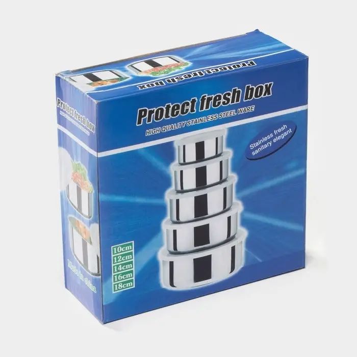 Набор контейнеров из нержавеющей стали &laquo;Радуга&raquo;, 5 шт.: d=18/16/14/12/10 см, с крышками, МИКС