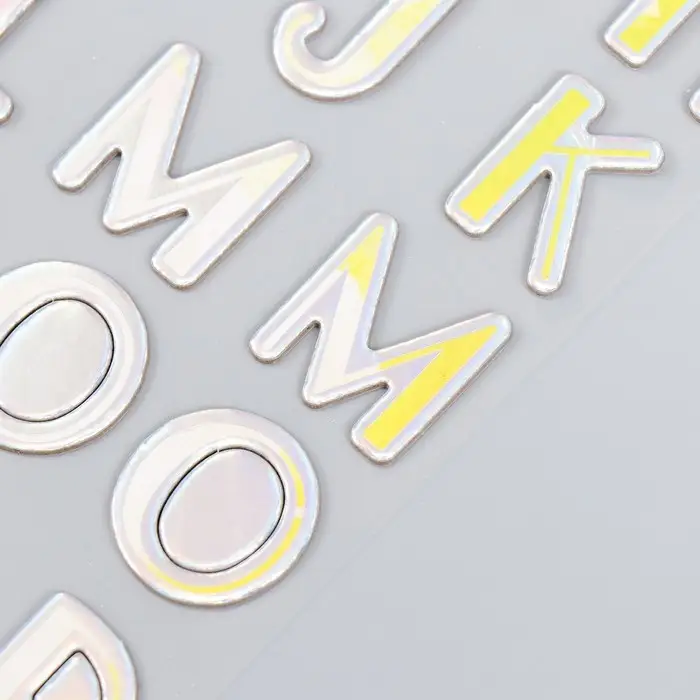 Наклейка пластик "Английский алфавит и цифры. Переливы" 31х14 см