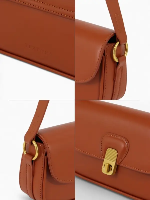 Сумка женская багет TEXTURA на молнии, 21&times;6&times;11 см, коричневая