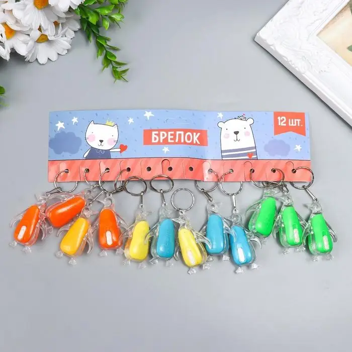 Фонарик брелок для ключей на кольце «Пингвин», МИКС Фонарик брелок для ключей на кольце «Пингвин», МИКС