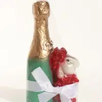 Свеча новогодняя "Овечка с шампанским" 4,5х7,5х15 см, бордовый