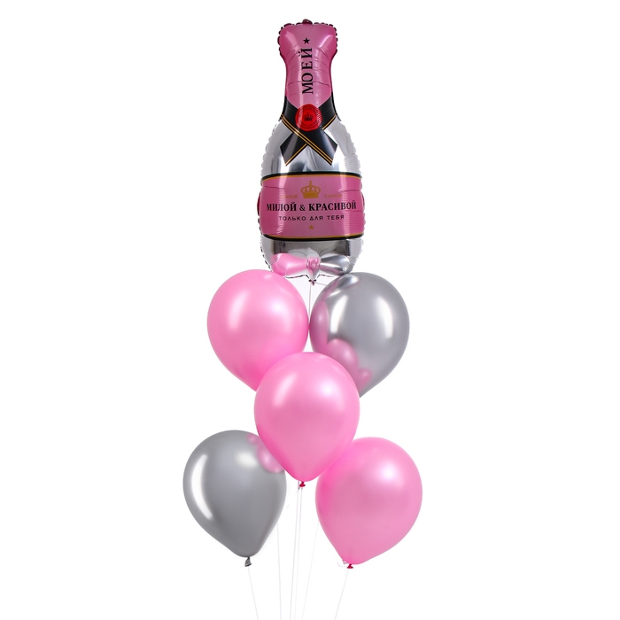 Набор воздушных шаров &laquo;Шампанское&raquo;, фольга, латекс, 6 шт.