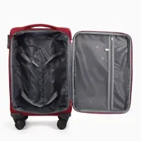 Чемодан на колёсах TEXTURA, текстильный, кодовый замок, с увеличением, 36&times;25&times;58 см, 20", красный