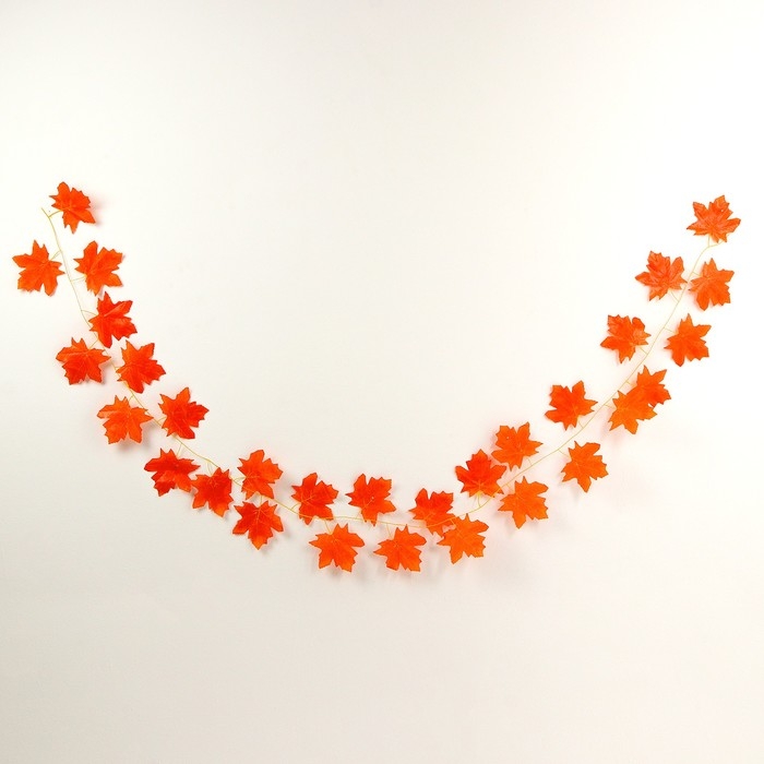 Декор «Гирлянда из листьев» длина: 2,4 м, ширина: 26 см, цвет красный