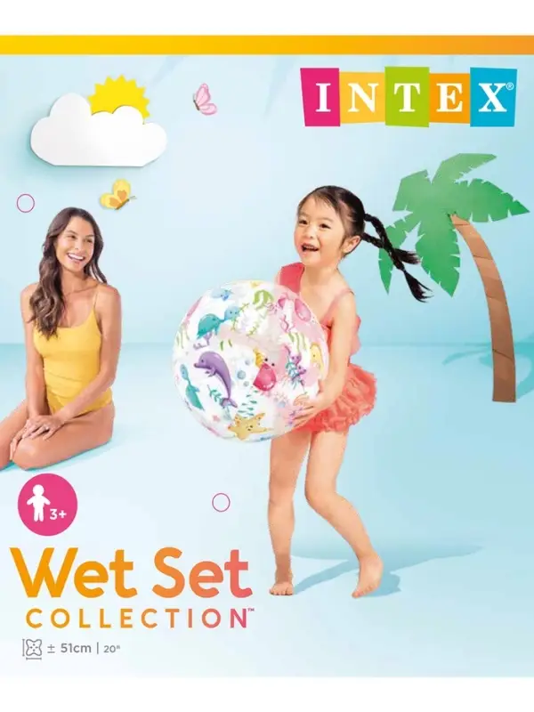 Мяч пляжный INTEX &laquo;Узоры&raquo; 59040NP, d=51 см, от 3 лет, МИКС