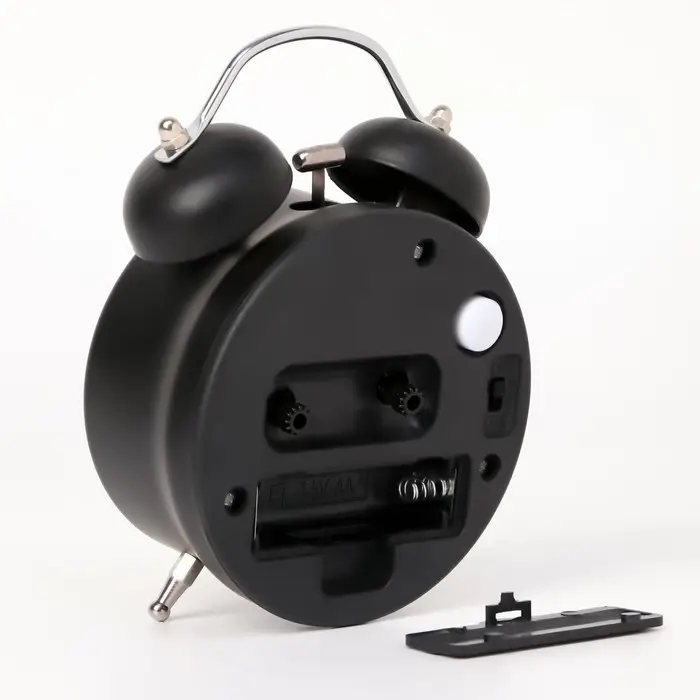 Будильник &laquo;One, two&raquo;, дискретный ход, d=6.5 см, 12&times;8 см, от батарейки АА, чёрные