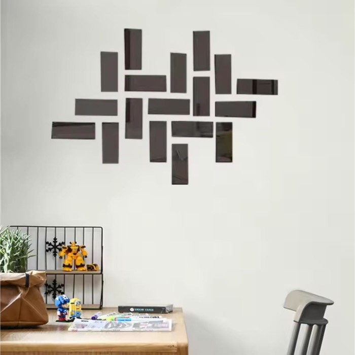 Наклейки интерьерные Наклейки интерьерные "Кирпичики", зеркальные, декор настенный, набор 18 шт, 15 х 6 см